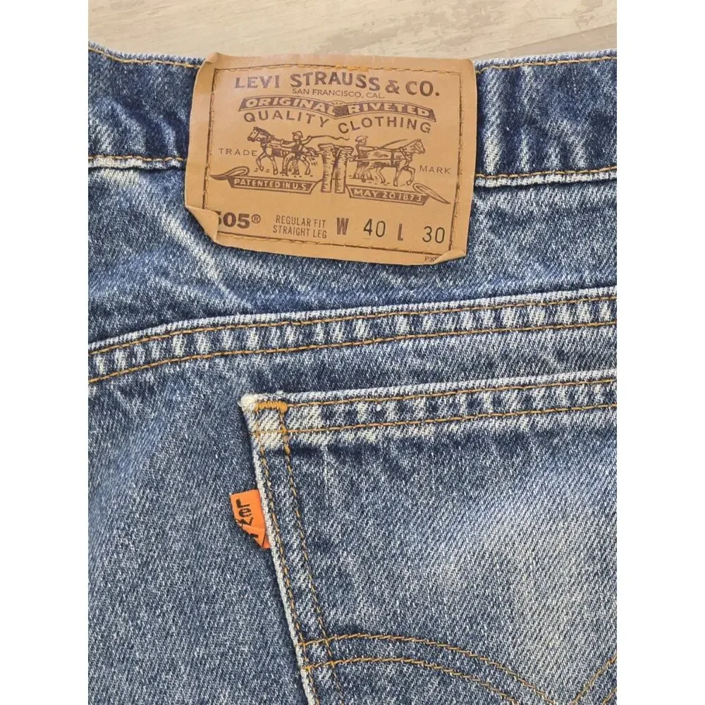 Vintage 1995 Levi's 505 Orange Tab Jeans Made In USA Men's 40x30 Straight Leg